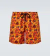 Vilebrequin Drawstring Floral-print Swim Shorts In Burgundy