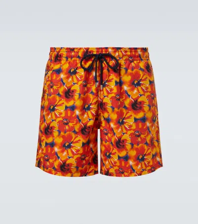 Vilebrequin Floral Swim Trunks In Burgundy