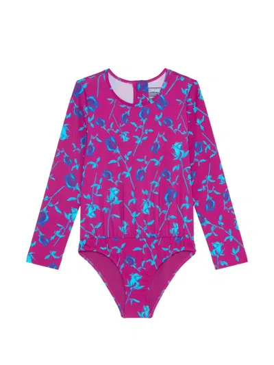 Vilebrequin Kids' Floral Swimsuit In Purple