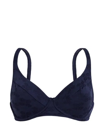 Vilebrequin Floral-jacquard Underwired Bikini Top In Blue