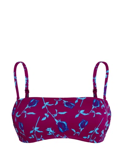 Vilebrequin Floral-print Bandeau Bikini Top In Purple
