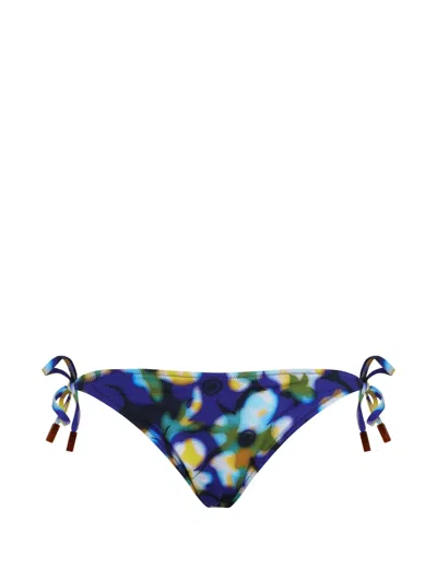 Vilebrequin Floral-print Side-tie Bikini Bottoms In Blue
