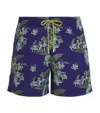Vilebrequin Flower Power Embroidery Mistral Swim Shorts In Blue