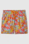 Vilebrequin Tropical Print Swim Shorts In Santorin Orange
