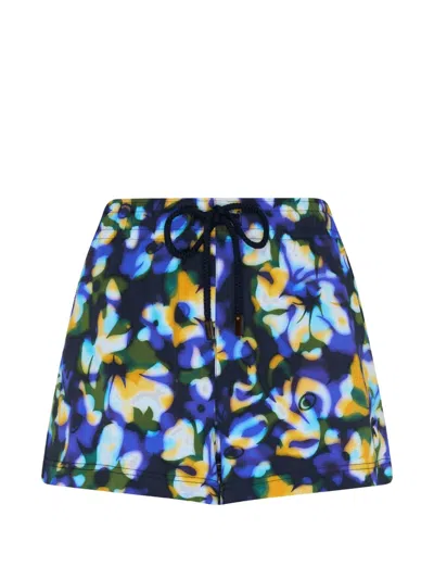 Vilebrequin Frangipanier Trouble Floral-print Swim Shorts In Blue