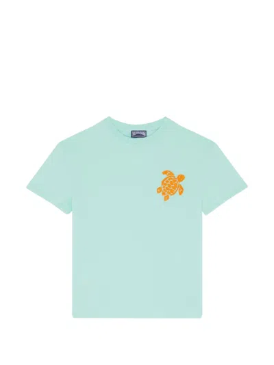 Vilebrequin Kids' Gabin Turtle-embroidered T-shirt In Blue