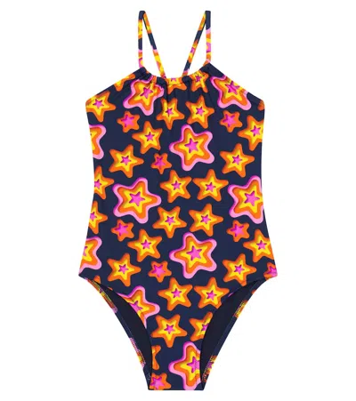 Vilebrequin Kids' Little Girl's & Girl's Star Print Racerback One-piece Swimsuit In Blue Marine