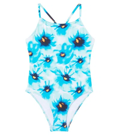 Vilebrequin Kids' Gazzette Printed Swimsuit In Blue