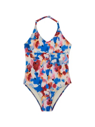 Vilebrequin Kids' Gelly Floral-print Swimsuit In Blue