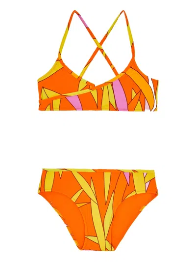 Vilebrequin Kids' Geometric-pattern Bikini In Orange