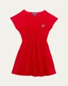 Vilebrequin Girl's Flo Embroidered Terry Cloth Dress In Lipstick Lp7