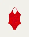 Vilebrequin Girl's Jungle-print One-piece Swimsuit In Lipstick Lp7