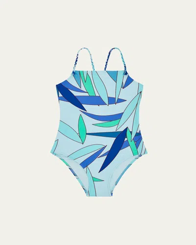 Vilebrequin Kids' Girl's Printed One-piece Swimsuit In Thalassa An5