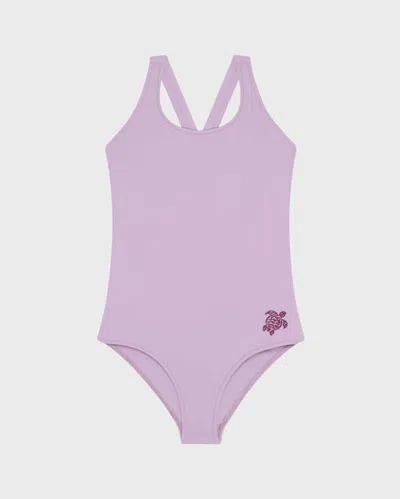 Vilebrequin Kids' Girls Cross-back One-piece Swimsuit Solid In Pink
