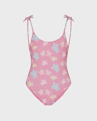 Vilebrequin Kids' Girl's Multicolor Tortues One-piece Swimsuit In Pink