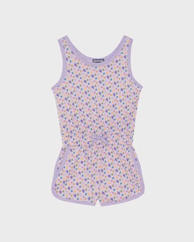 Vilebrequin Kids' Girls Organic Cotton Playsuit Micro Ronde Des Tortues In Purple