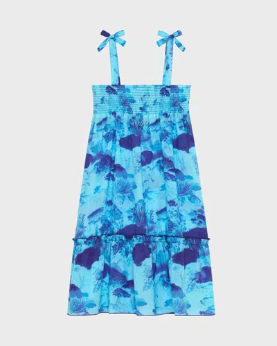 Vilebrequin Kids' Coral Reef Voile Dress In Blue