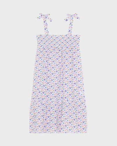 Vilebrequin Kids' Girls Organic Cotton Voile Dress Micro Ronde Des Tortues In White