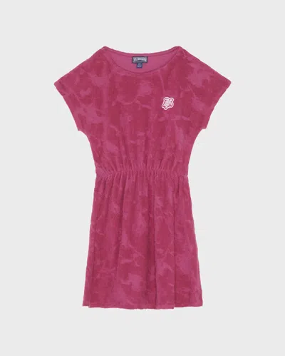 Vilebrequin Kids' Girls Terry Jacquard Dress Roses In Red
