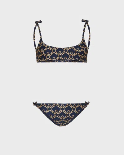Vilebrequin Kids' Girls Two Pieces Swimsuit Turtles Chain In Blue