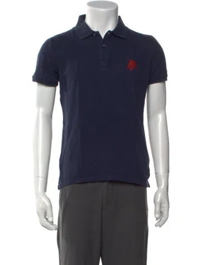 Pre-owned Vilebrequin Graphic Print Collar Polo Shirt In Blue