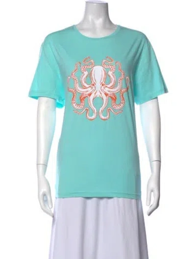 Pre-owned Vilebrequin Graphic Print Crew Neck T-shirt In Blue