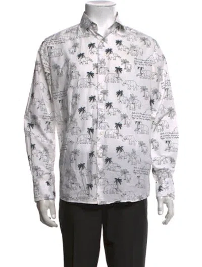 Pre-owned Vilebrequin Graphic Print Long Sleeve Dress Shirt In White