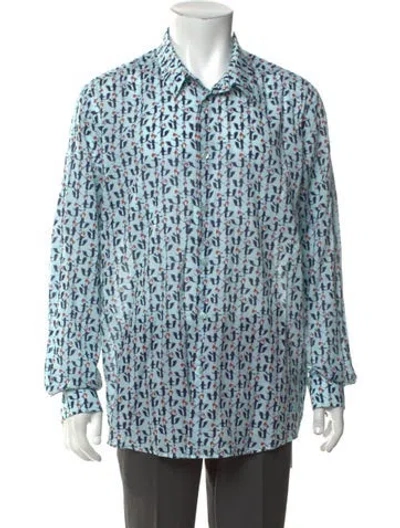 Pre-owned Vilebrequin Graphic Print Long Sleeve Shirt In Blue