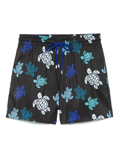 Vilebrequin Recycled Materials Printed Swim Trunks In Black