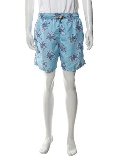 Pre-owned Vilebrequin Graphic Print Swim Trunks In Blue