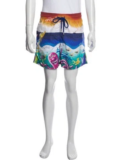 Pre-owned Vilebrequin Graphic Print Swim Trunks In Blue