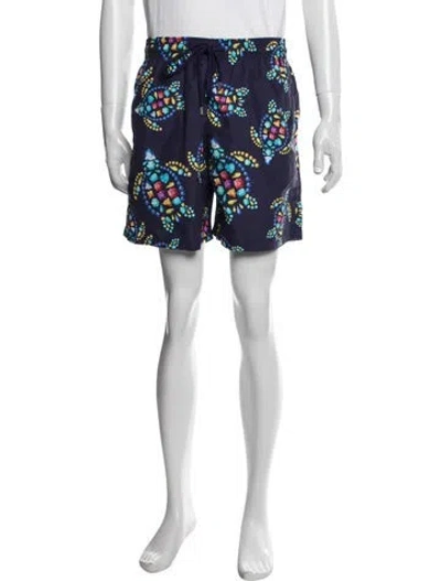 Pre-owned Vilebrequin Graphic Print Swim Trunks In Blue