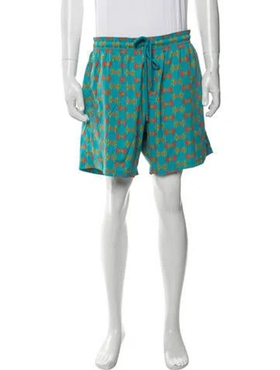 Pre-owned Vilebrequin Graphic Print Swim Trunks In Blue/green