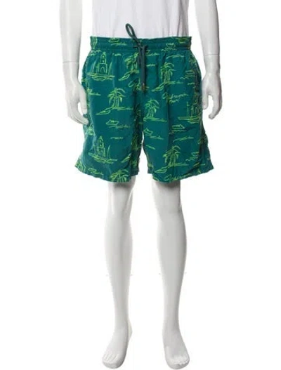 Pre-owned Vilebrequin Graphic Print Swim Trunks In Green