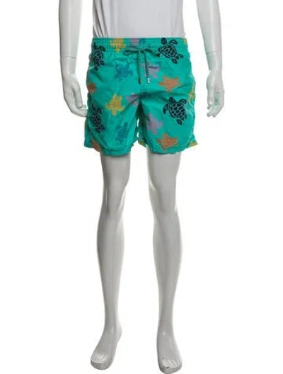 Pre-owned Vilebrequin Graphic Print Swim Trunks In Green