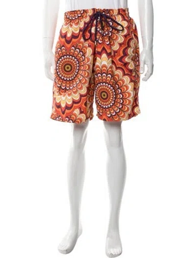 Pre-owned Vilebrequin Graphic Print Swim Trunks In Orange