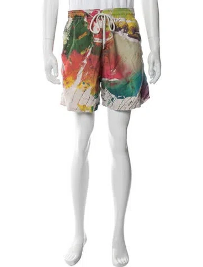 Pre-owned Vilebrequin Graphic Print Swim Trunks In Orange