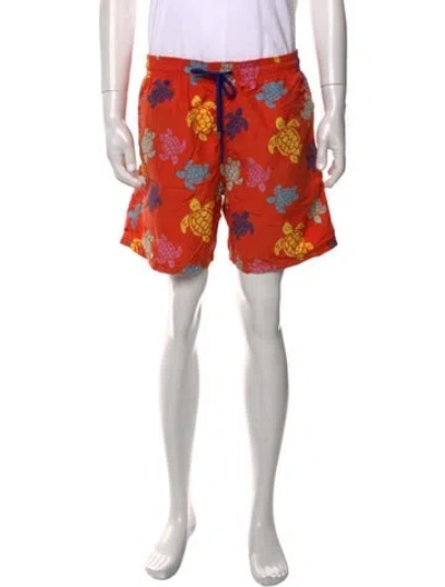 Pre-owned Vilebrequin Graphic Print Swim Trunks In Orange
