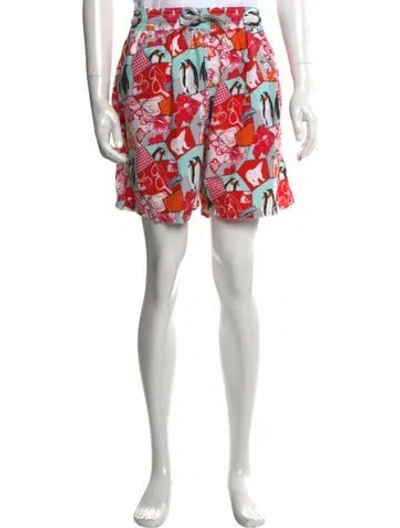 Pre-owned Vilebrequin Graphic Print Swim Trunks In Red