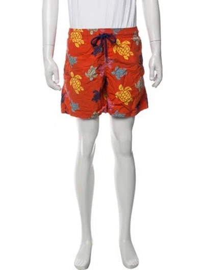 Pre-owned Vilebrequin Graphic Print Swim Trunks In Red