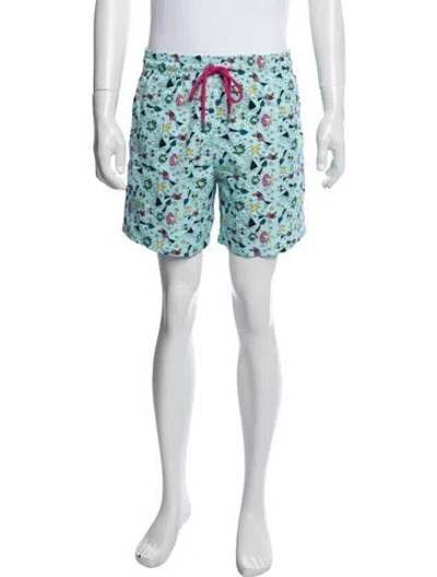 Pre-owned Vilebrequin Graphic Print Swim Trunks W/ Tags In Blue