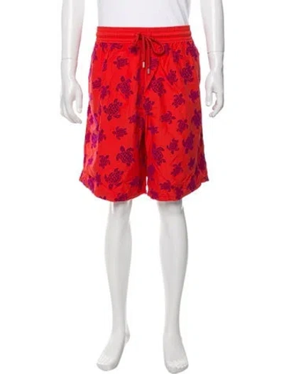 Pre-owned Vilebrequin Graphic Print Swim Trunks W/ Tags In Red