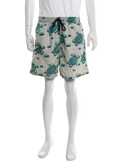Pre-owned Vilebrequin Graphic Print Tassel Accents Swim Trunks In Green
