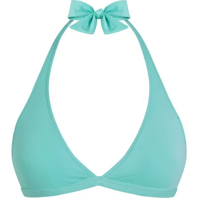 Vilebrequin Halter Bikini Top Solid In Caribbean