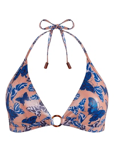 Vilebrequin Halter Bikini Top Disco Butterflly In Pink