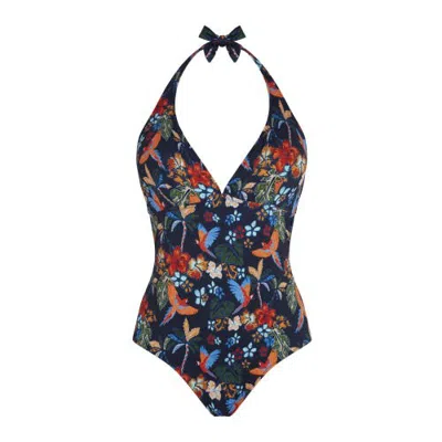 Vilebrequin Halter One-piece Swimsuit Salva In Navy