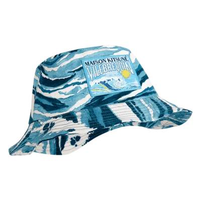 Vilebrequin X Maison Kitsune Boheme Organic Cotton Bucket Hat In Blue