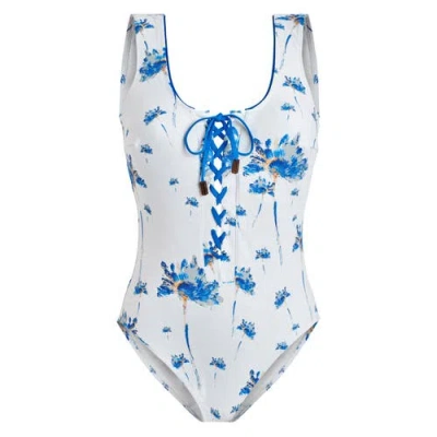 VILEBREQUIN HERBIER SHINY JERSEY LACE-UP ONE-PIECE SWIMSUIT