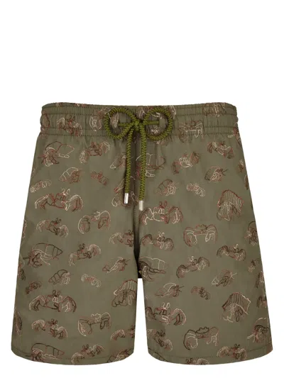 Vilebrequin Hermit Crabs-embroidered Swim Shorts In Green