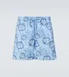 Vilebrequin Hibiscus Embroidered Swim Trunks In Blue